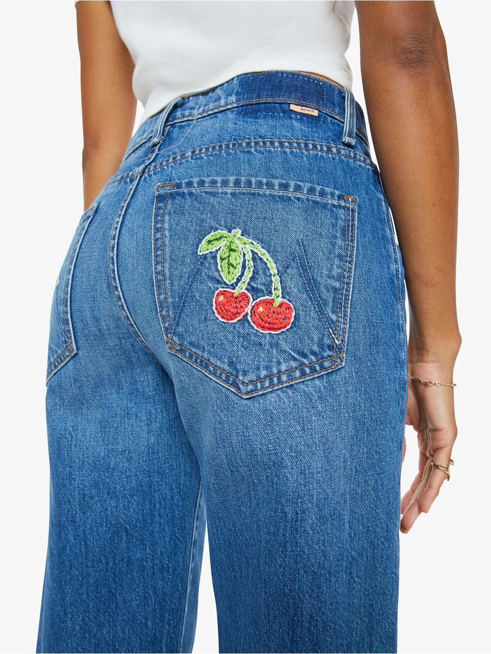 MOTHER The Dodger Ankle Green Thumb Cherry Jeans Size 27